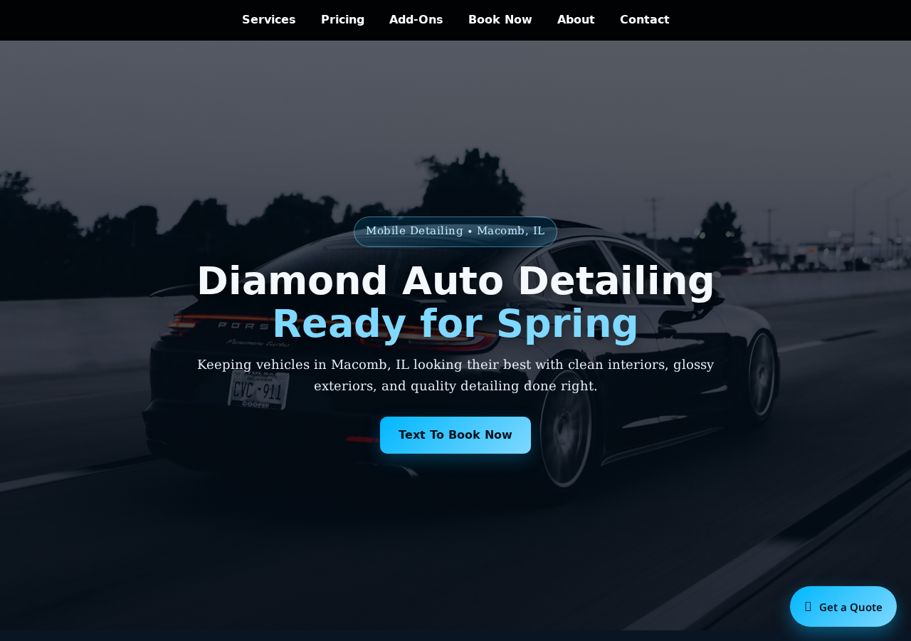 Diamond Auto Detailing website design mockup